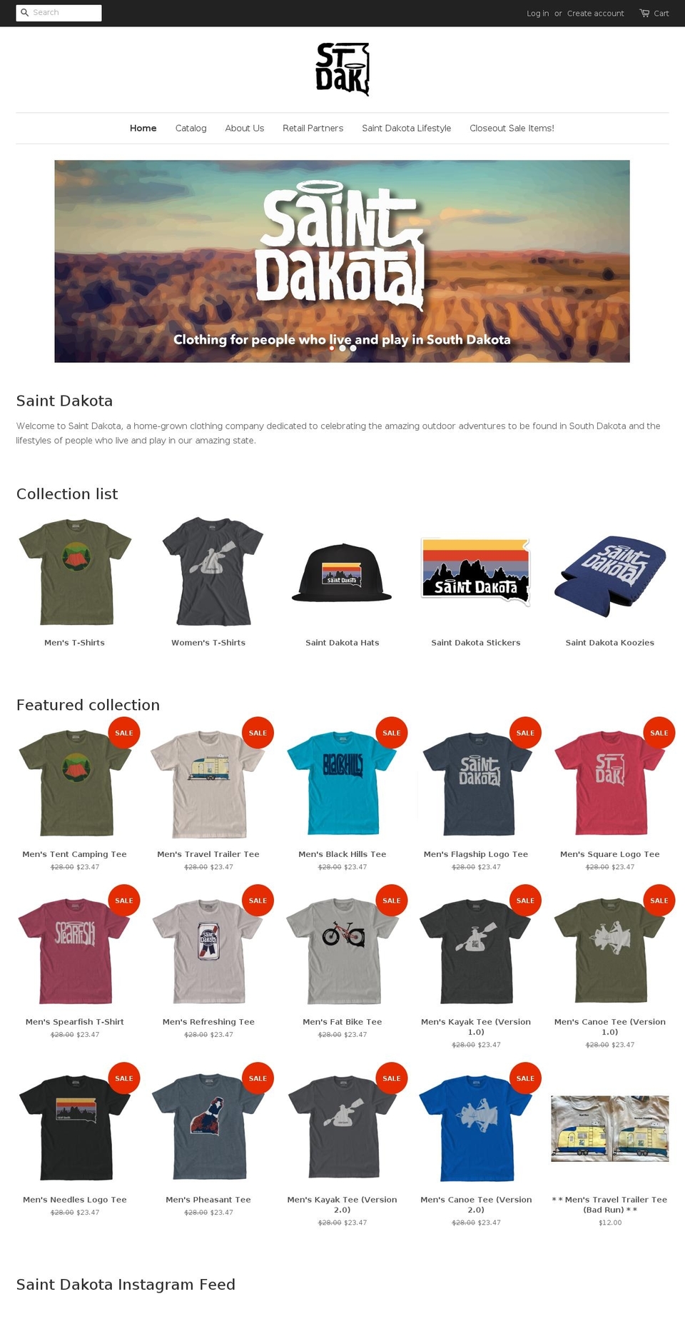 saintdakota.com — Shopify storefront screenshot