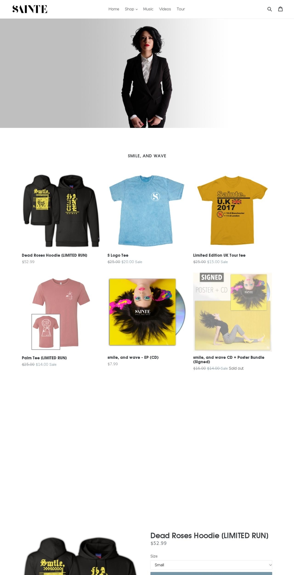 sainteshop.com shopify website screenshot
