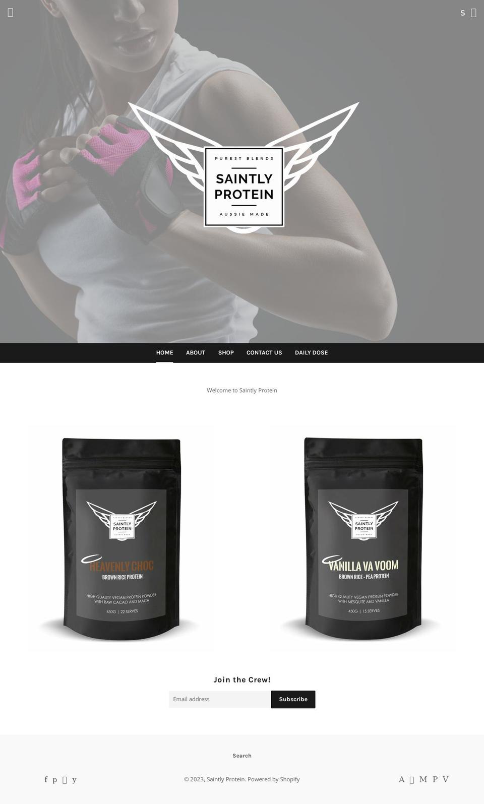 saintlyprotein.com.au shopify website screenshot