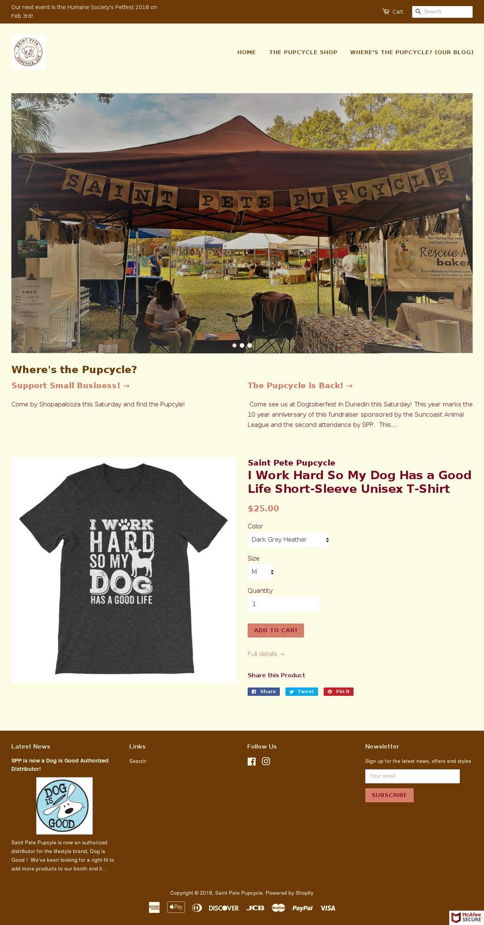 saintpetepupcycle.com — Shopify storefront screenshot