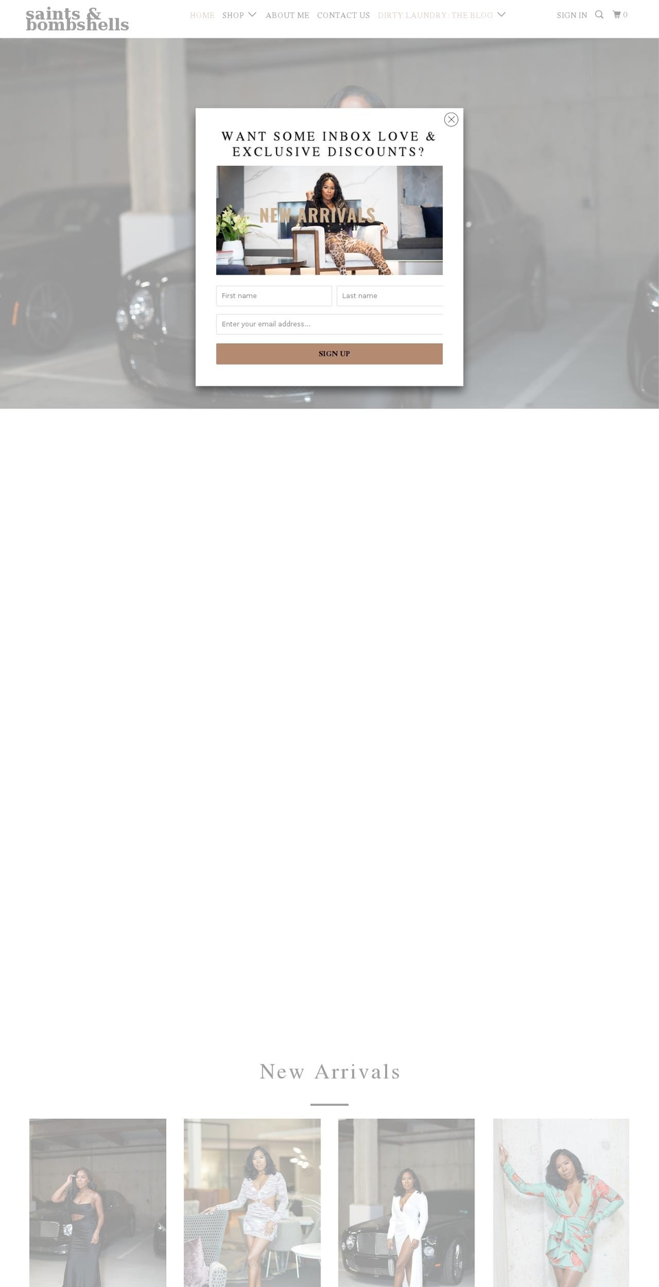 saintsandbombshells.com shopify website screenshot