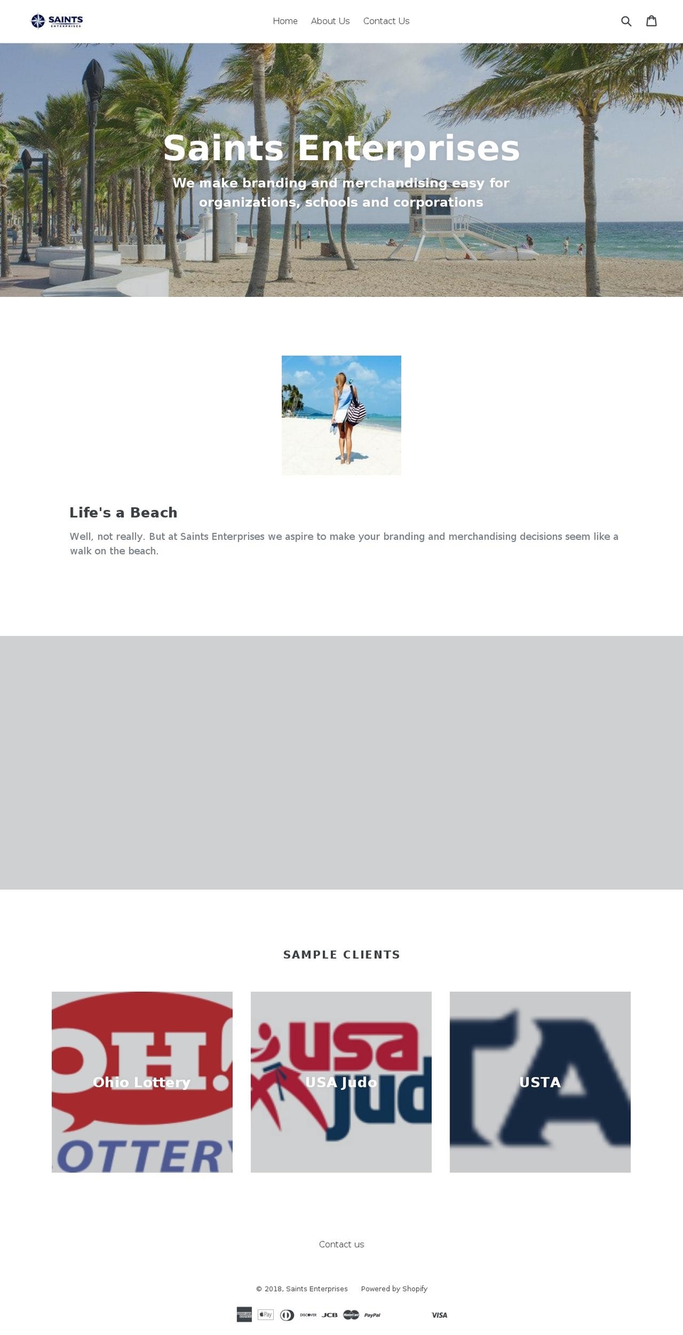 saintsenterprises.com — Shopify storefront screenshot