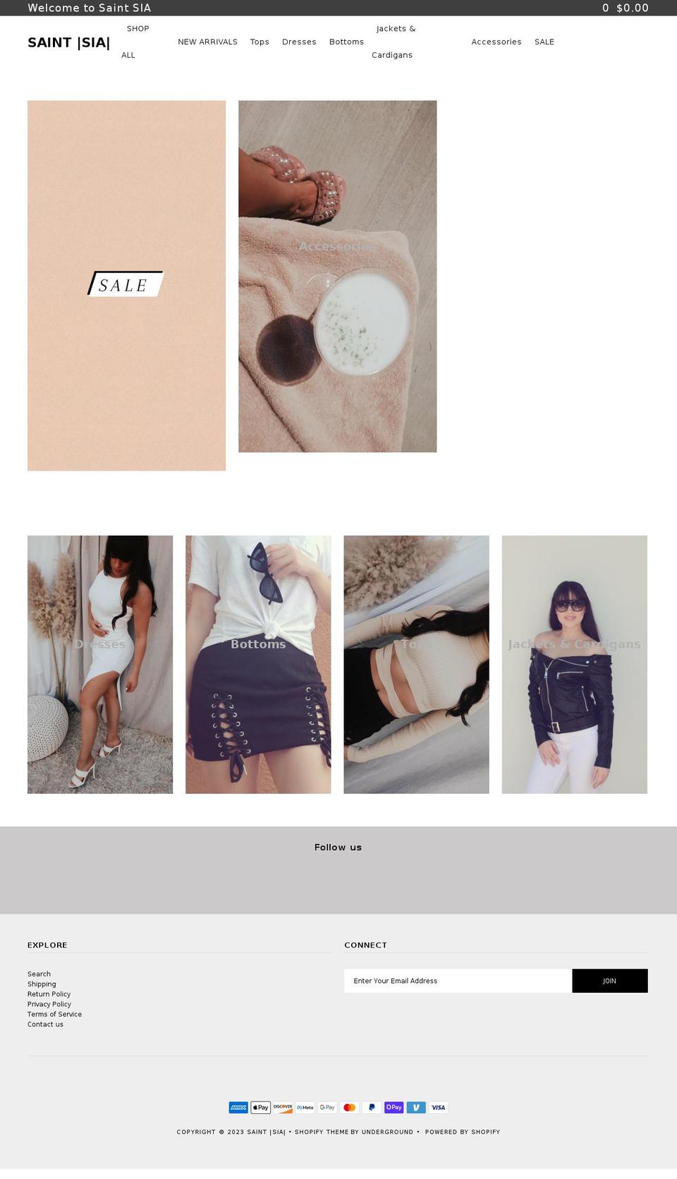 saintsia.com — Shopify storefront screenshot