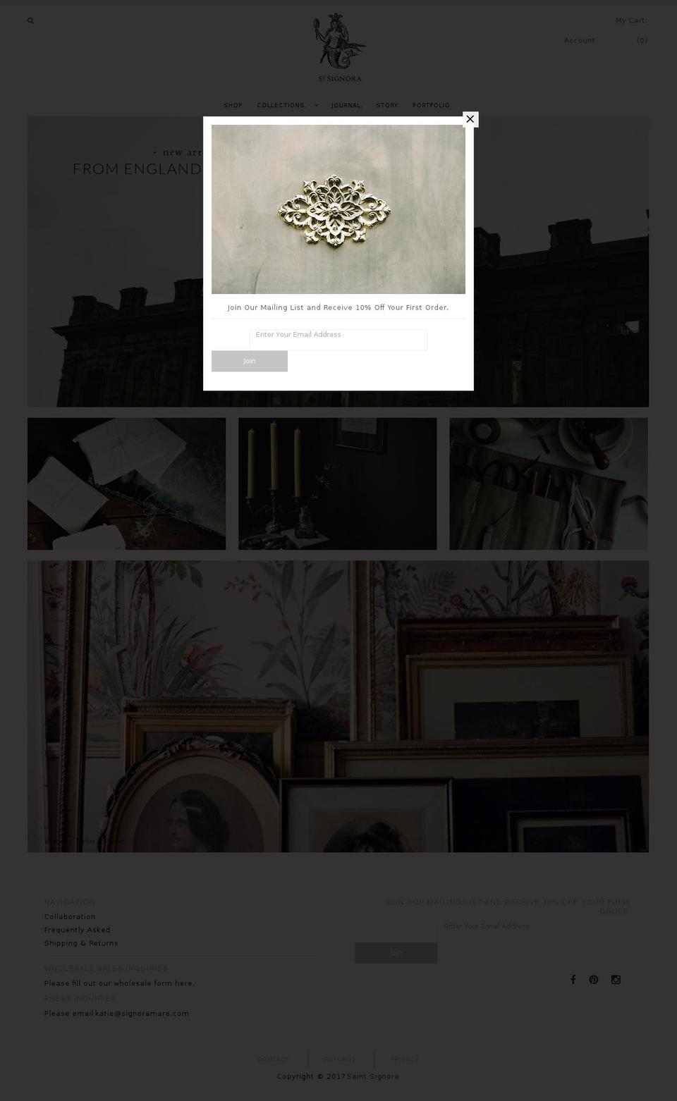 saintsignora.com shopify website screenshot