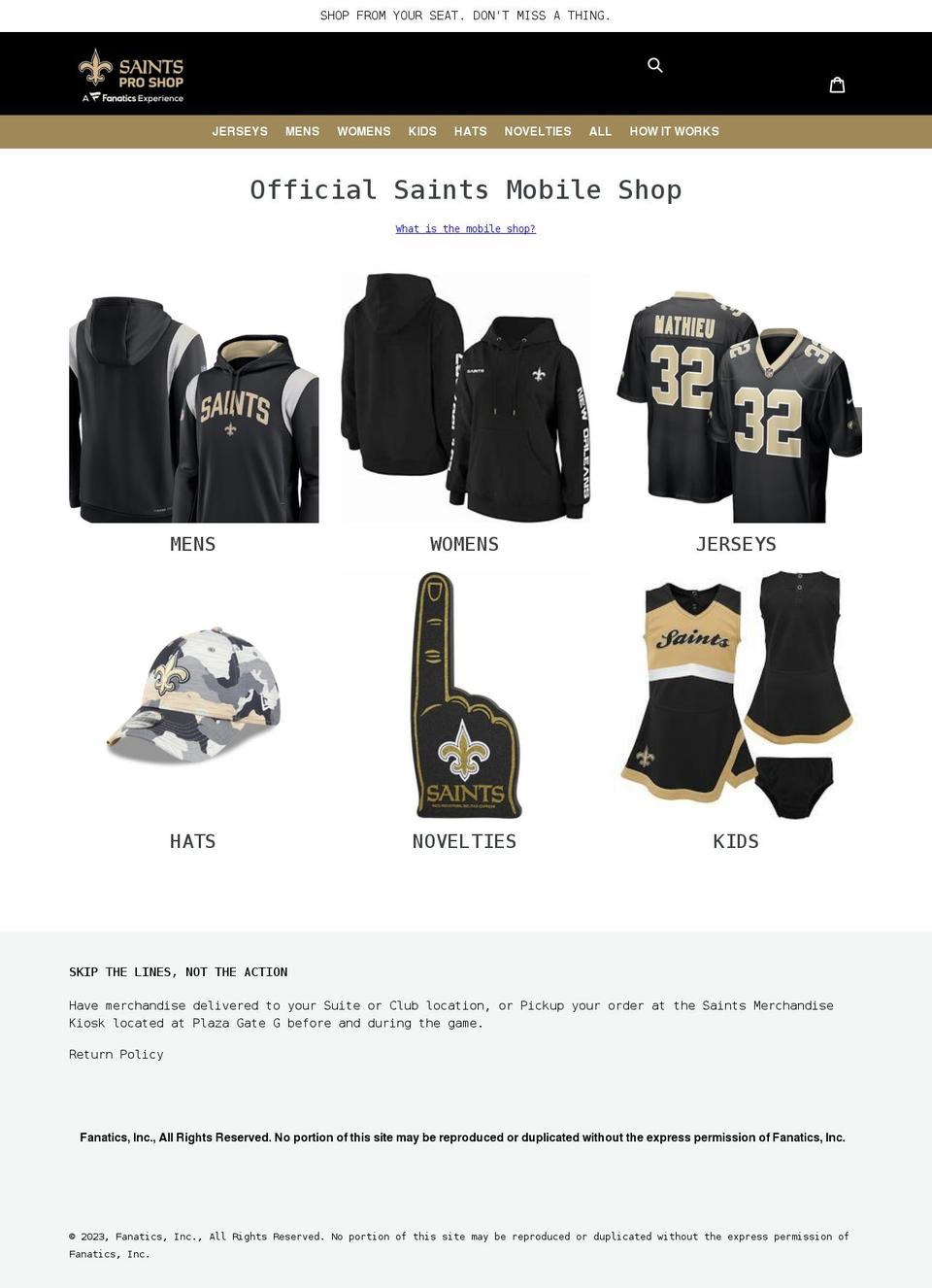 saintsmobileshop.com shopify website screenshot
