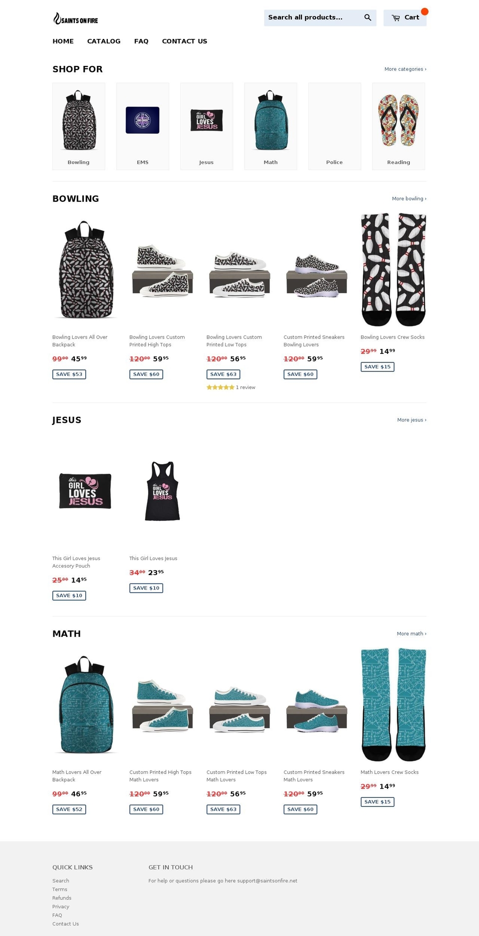 saintsonfire.com — Shopify storefront screenshot