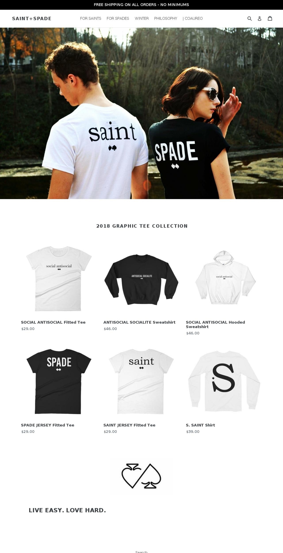 saintspade.com — Shopify storefront screenshot