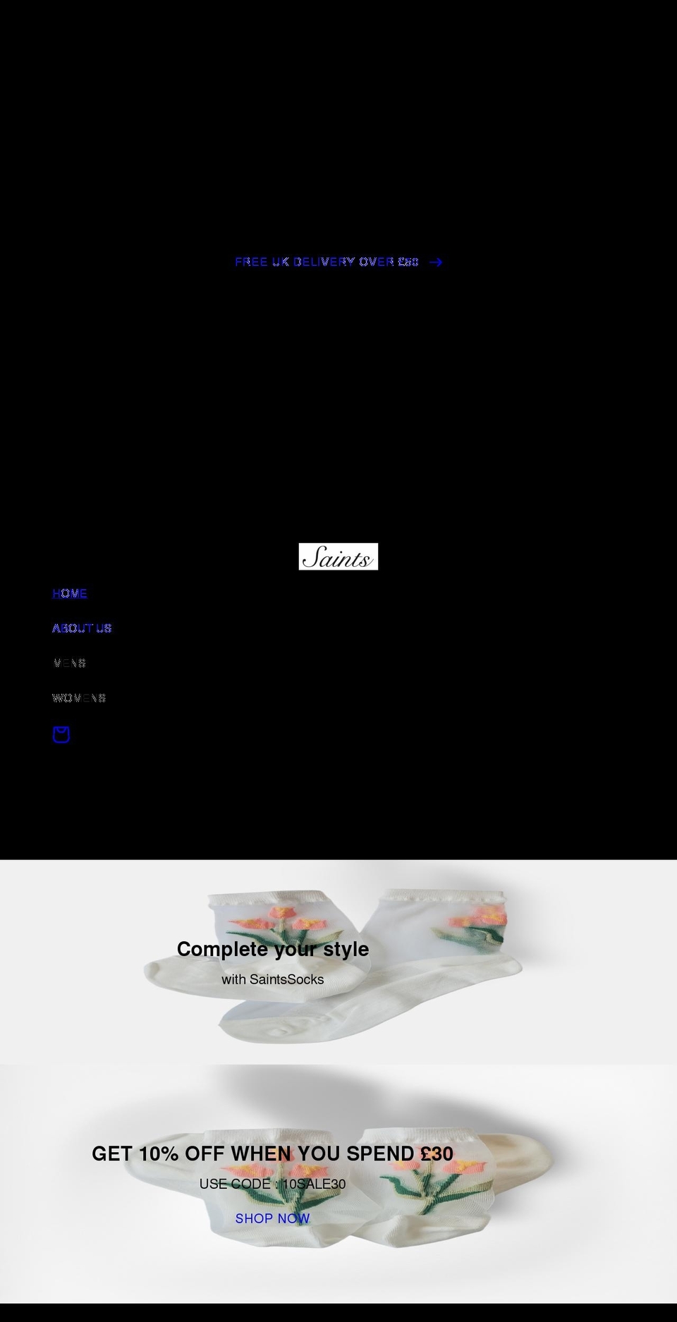 saintssocks.com shopify website screenshot