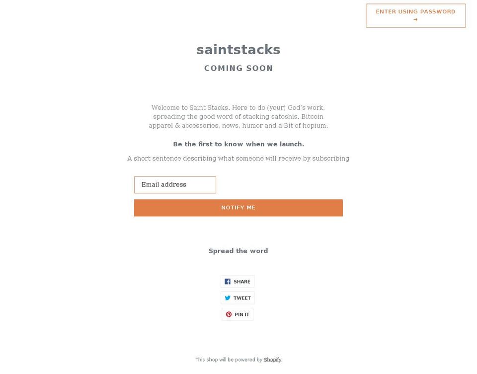 saintstacks.com shopify website screenshot
