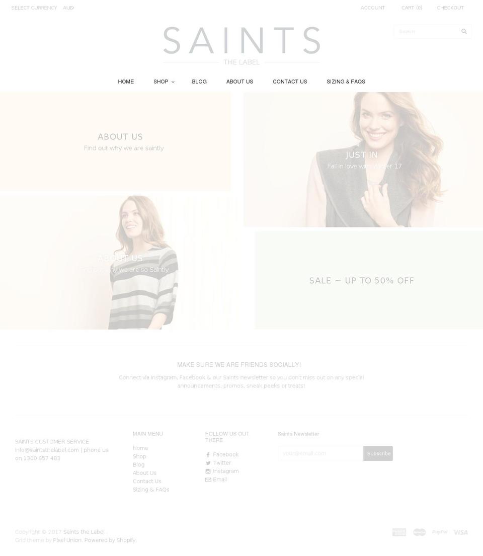 saintsthelabel.com shopify website screenshot