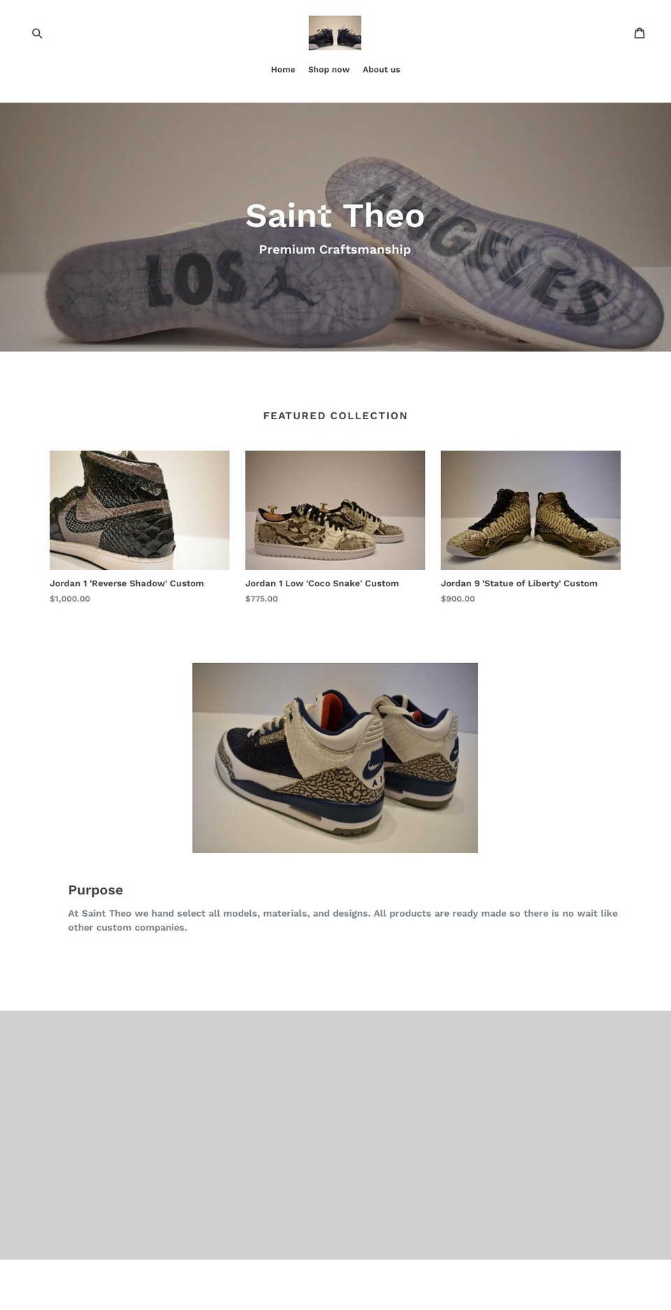 sainttheocustoms.com — Shopify storefront screenshot