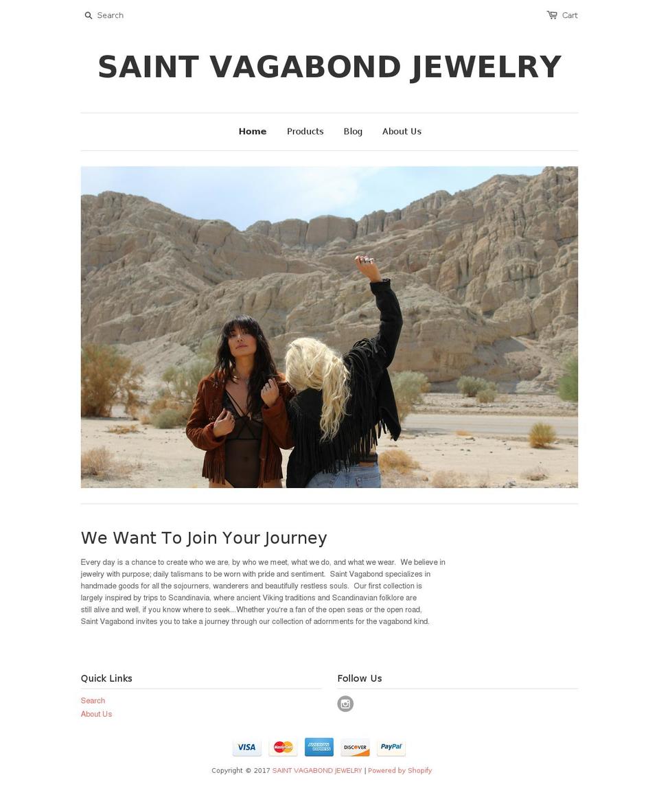 saintvagabond.com shopify website screenshot