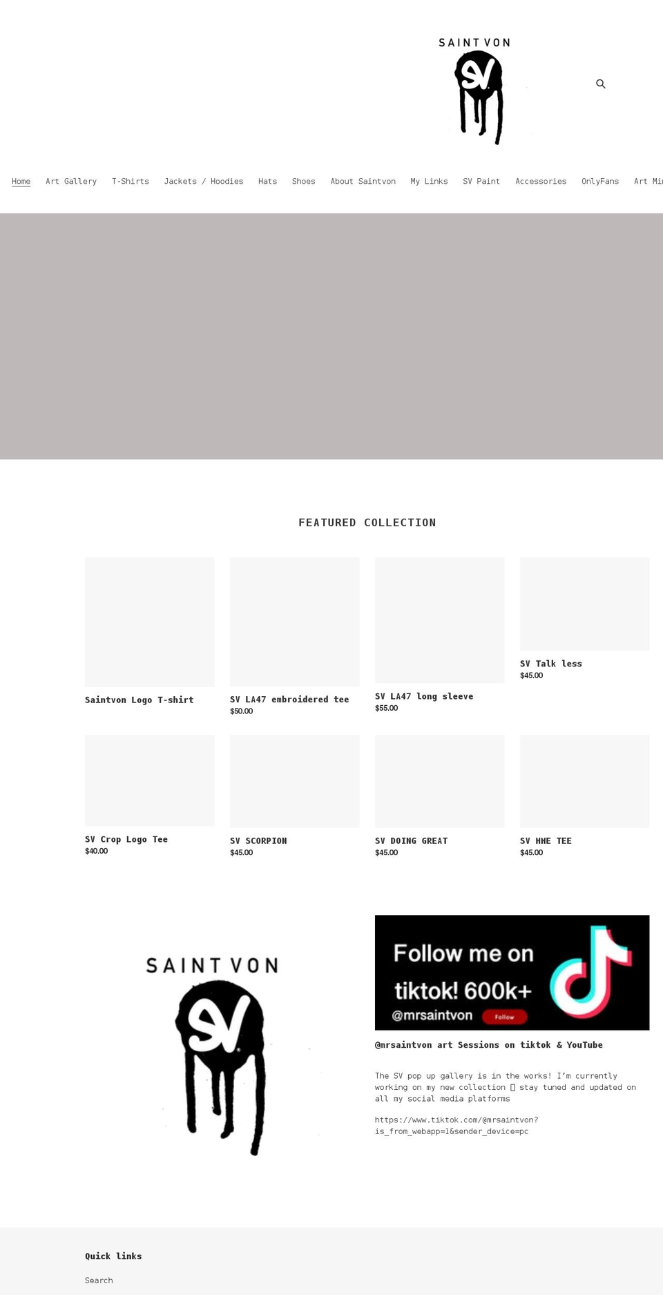 saintvon.com shopify website screenshot