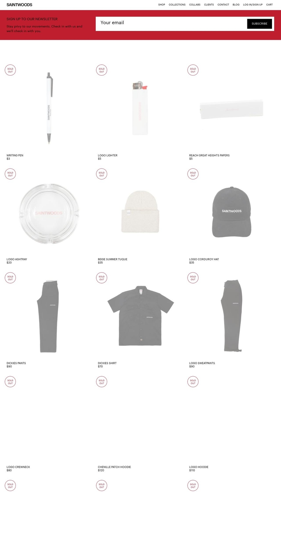 saintwoods.com — Shopify storefront screenshot