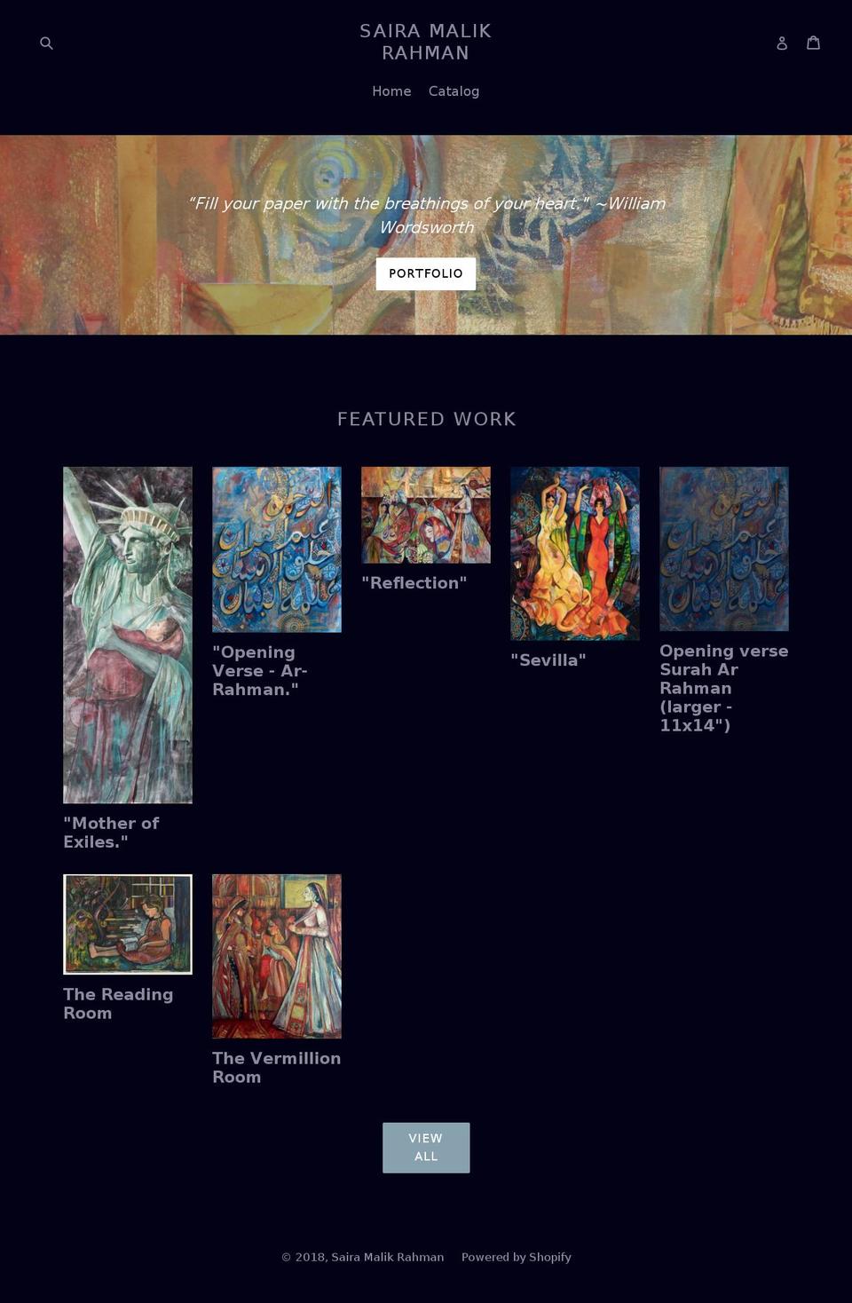 sairamalikrahman.com — Shopify storefront screenshot
