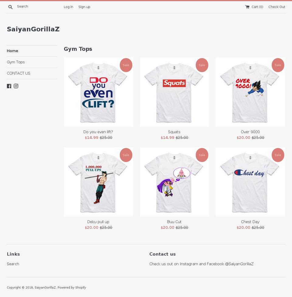 saiyangorillaz.com — Shopify storefront screenshot