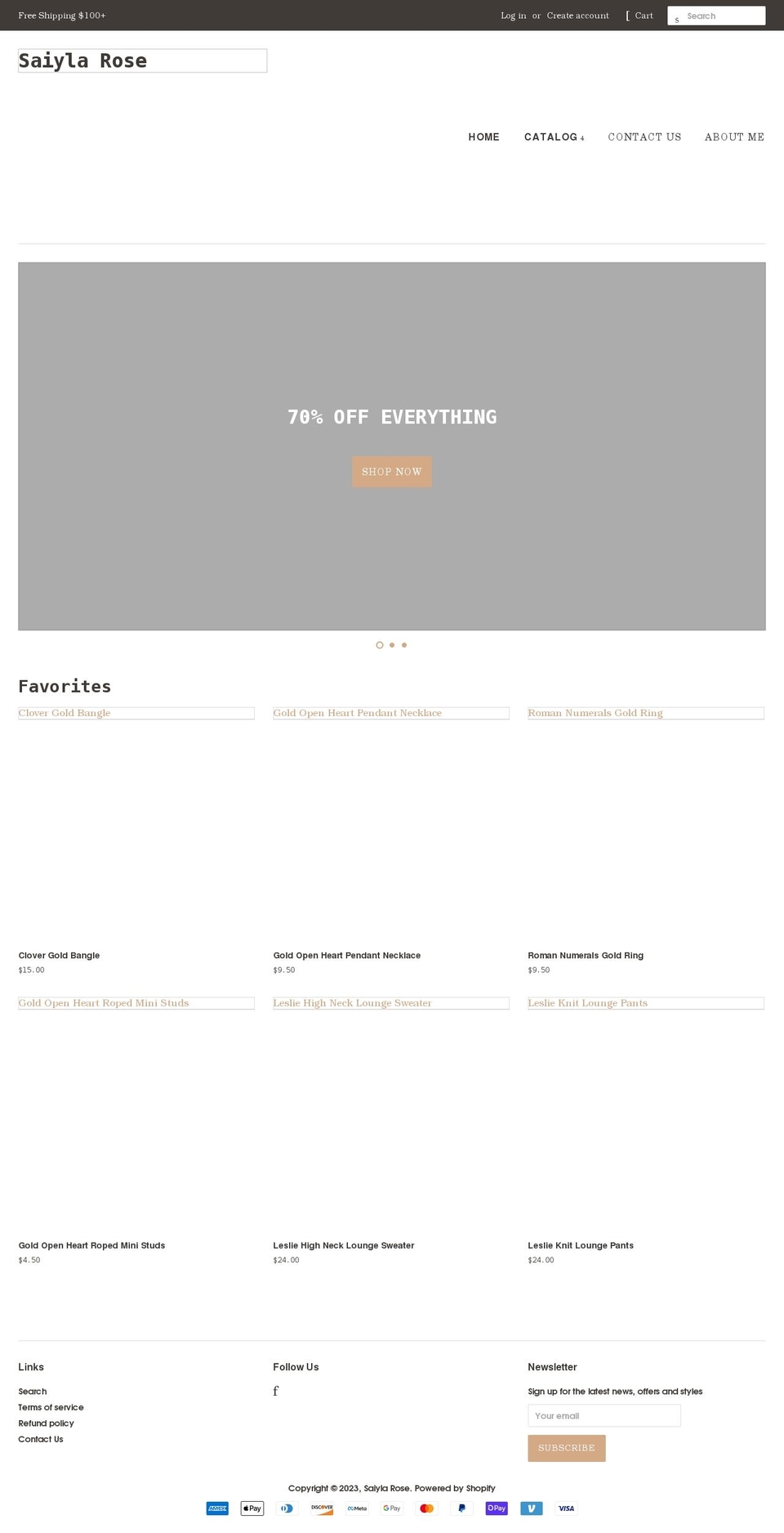 saiylarose.com shopify website screenshot