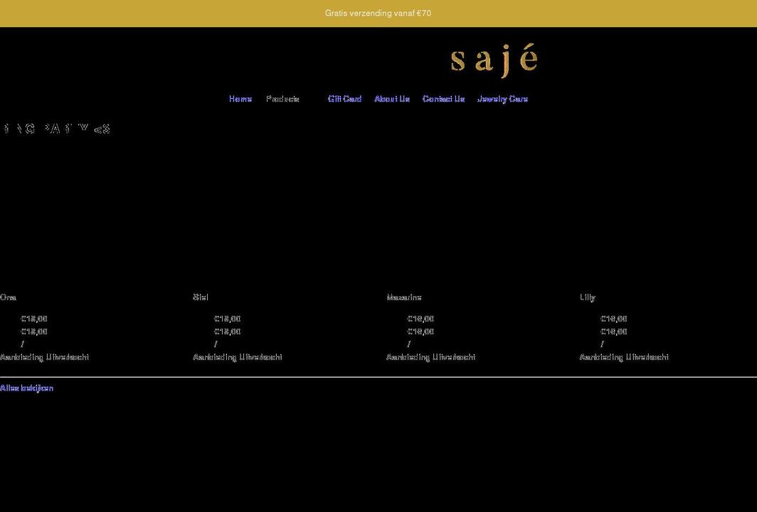 sajejewelry.com shopify website screenshot