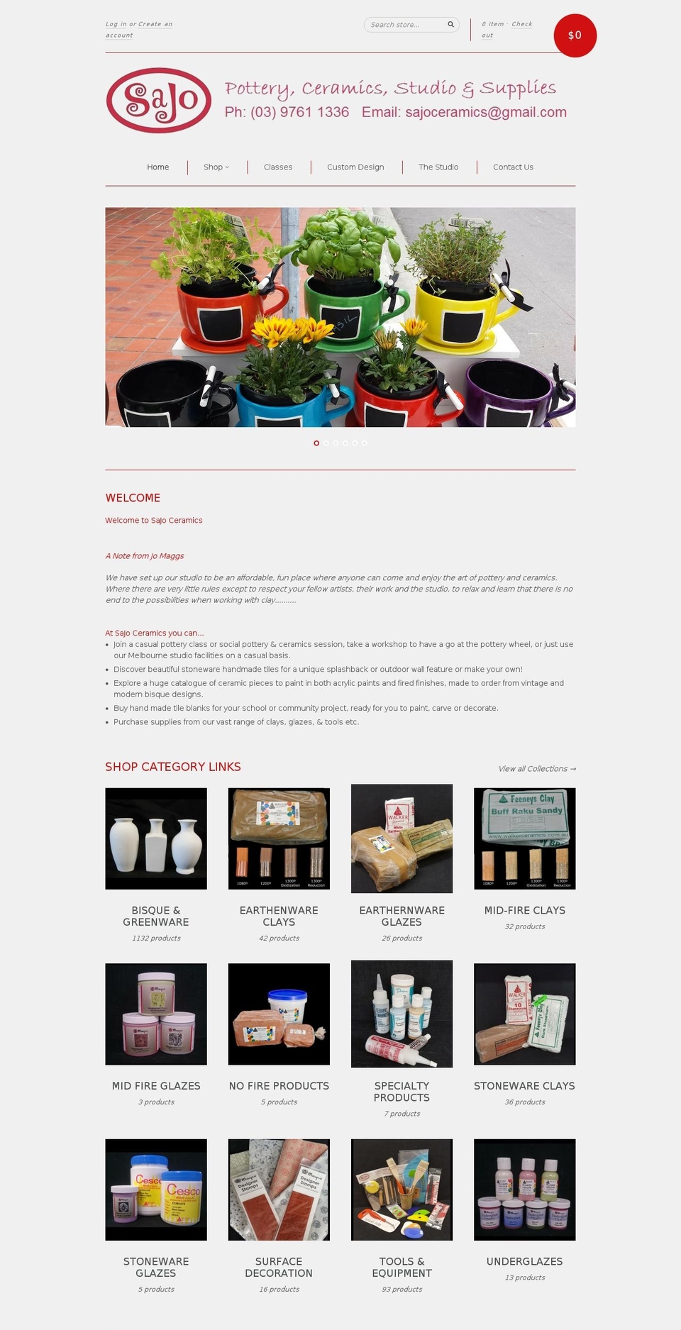 sajoceramics.com shopify website screenshot