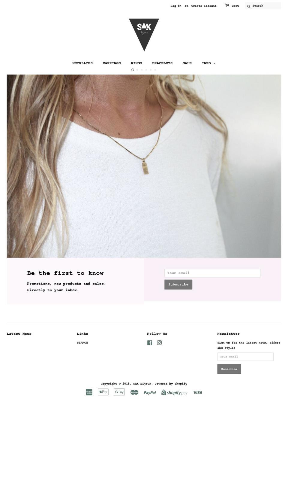 sakbijoux.com shopify website screenshot