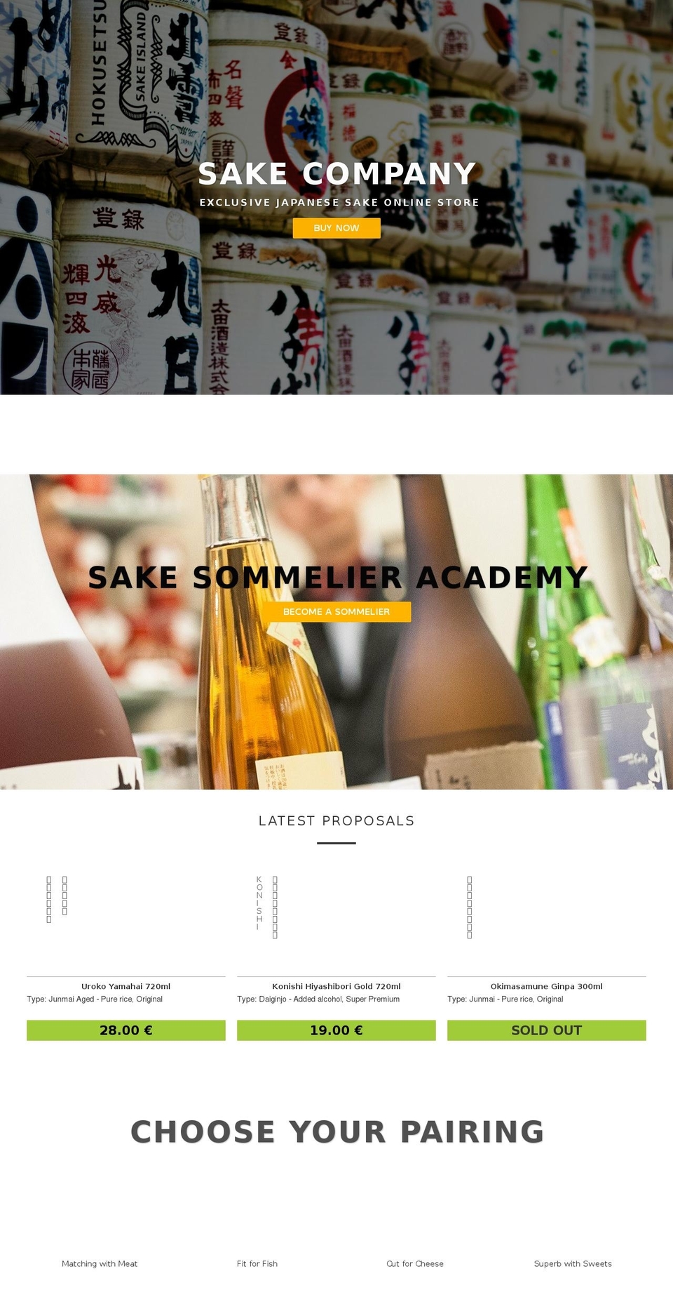 iOne Shopify theme site example sake-company.myshopify.com