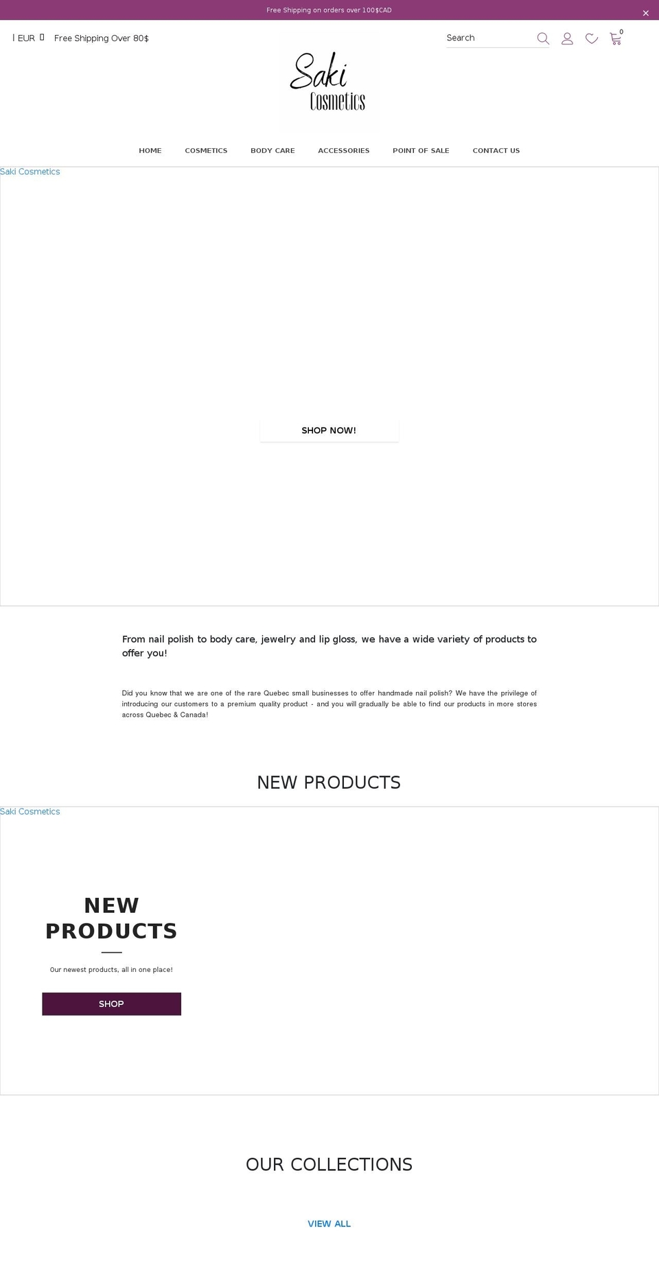 sakicosmetics.ca shopify website screenshot