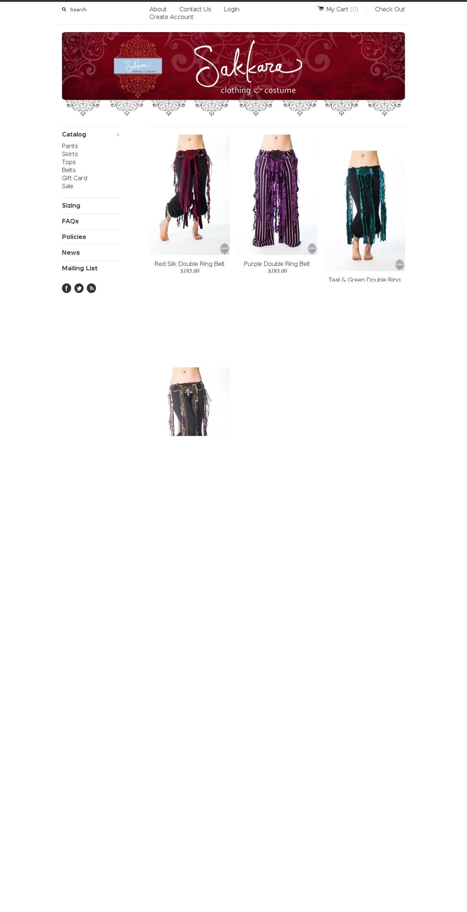 sakkaracostume.com shopify website screenshot