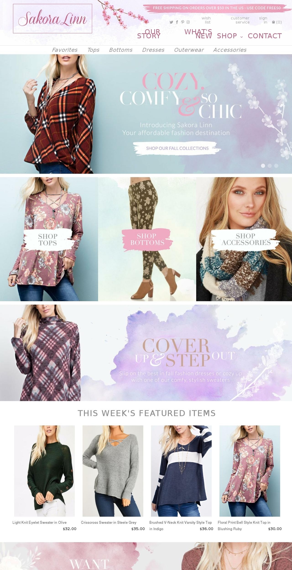 sakoralinn.com — Shopify storefront screenshot