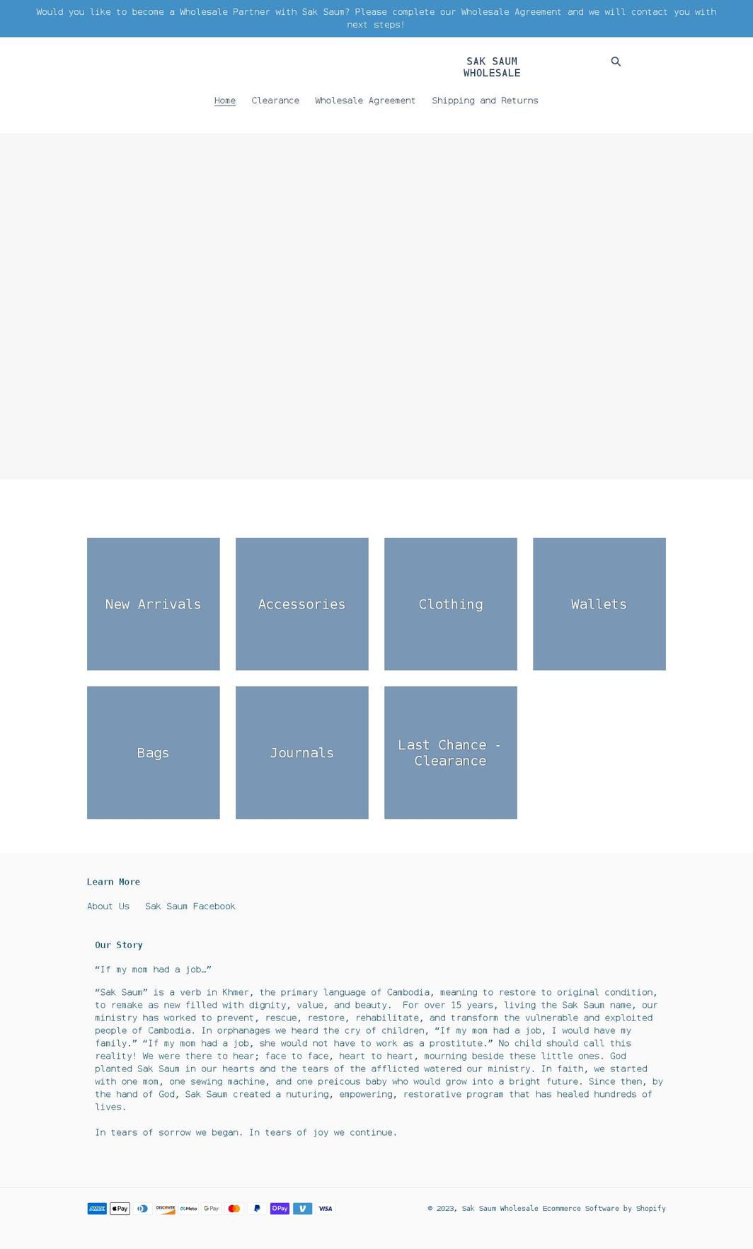 saksaumwholesale.myshopify.com shopify website screenshot