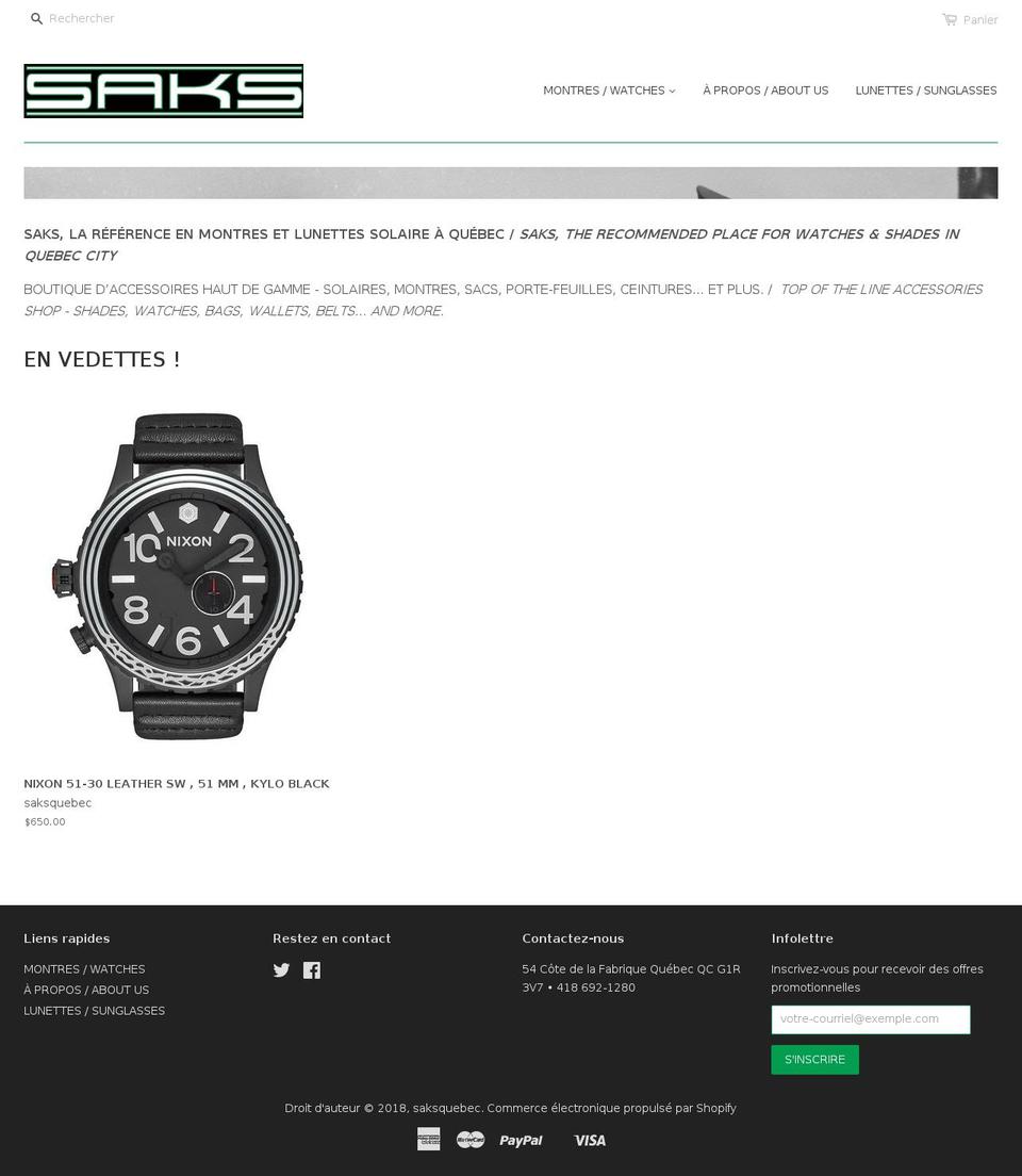 saksquebec.com shopify website screenshot