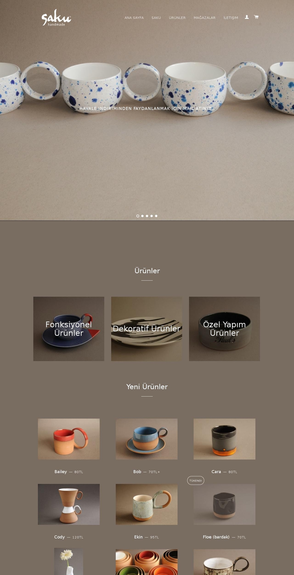 sakupottery.com shopify website screenshot