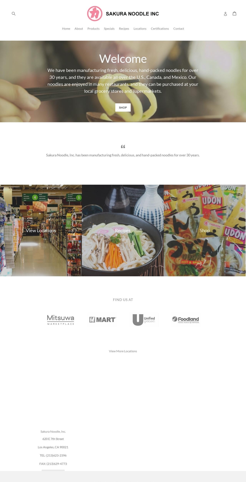 sakura-noodle.com shopify website screenshot