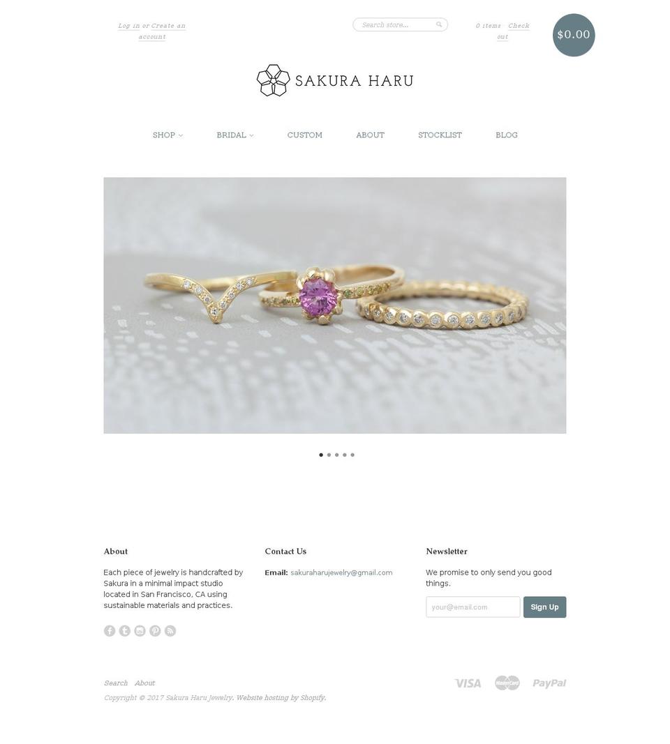 sakuraharujewelry.com shopify website screenshot