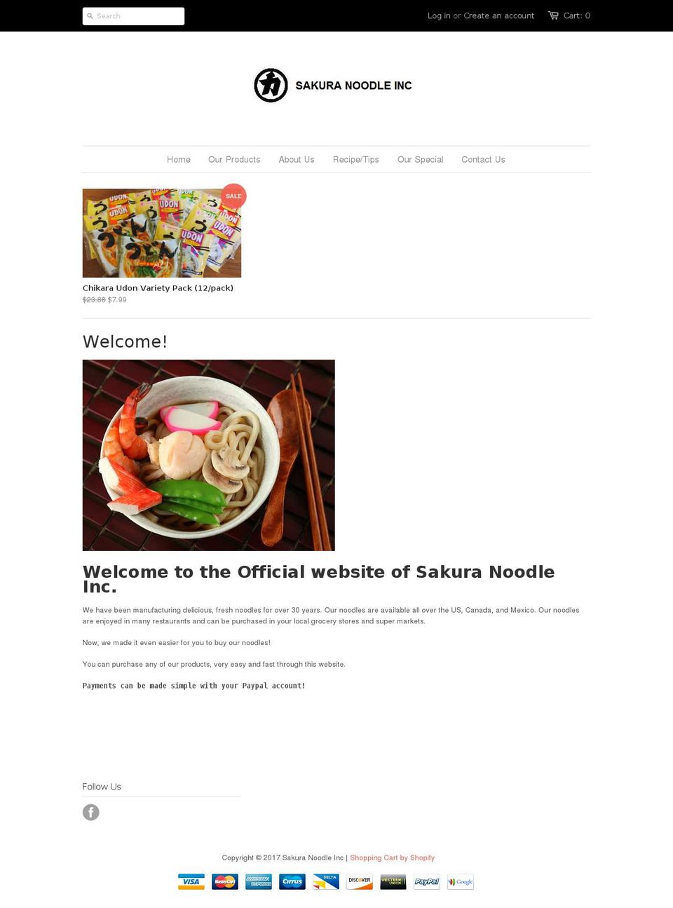 sakuranoodle.com shopify website screenshot