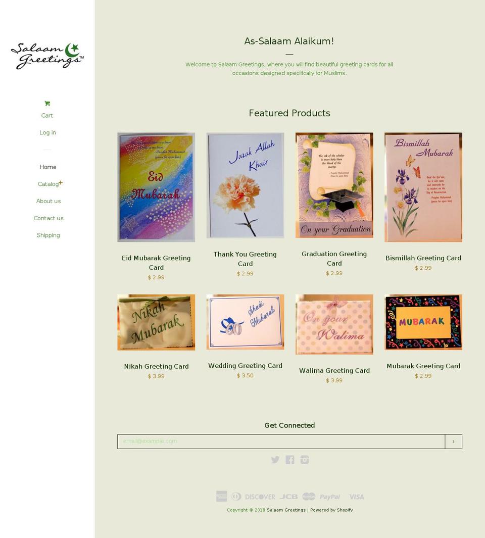salaamgreetings.com — Shopify storefront screenshot