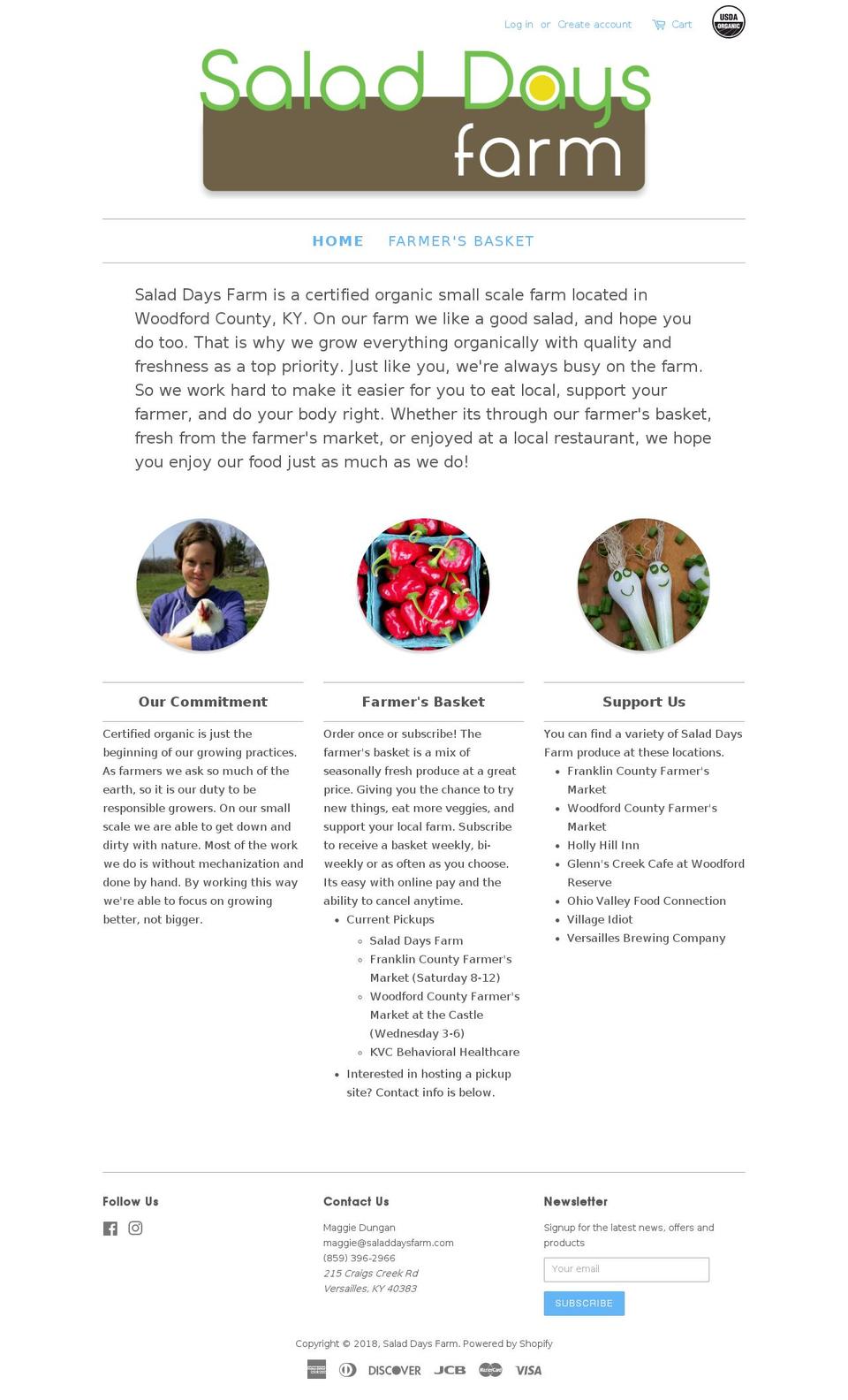 saladdaysfarm.com — Shopify storefront screenshot