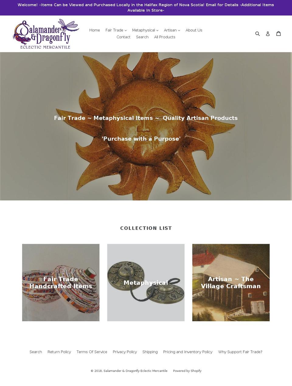 salamanderdragonfly.ca shopify website screenshot