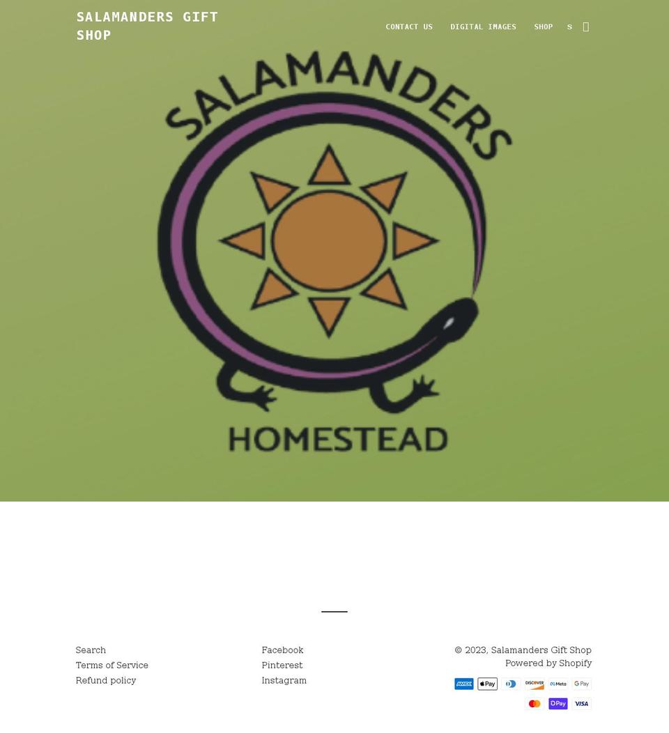 salamandershomestead.com shopify website screenshot