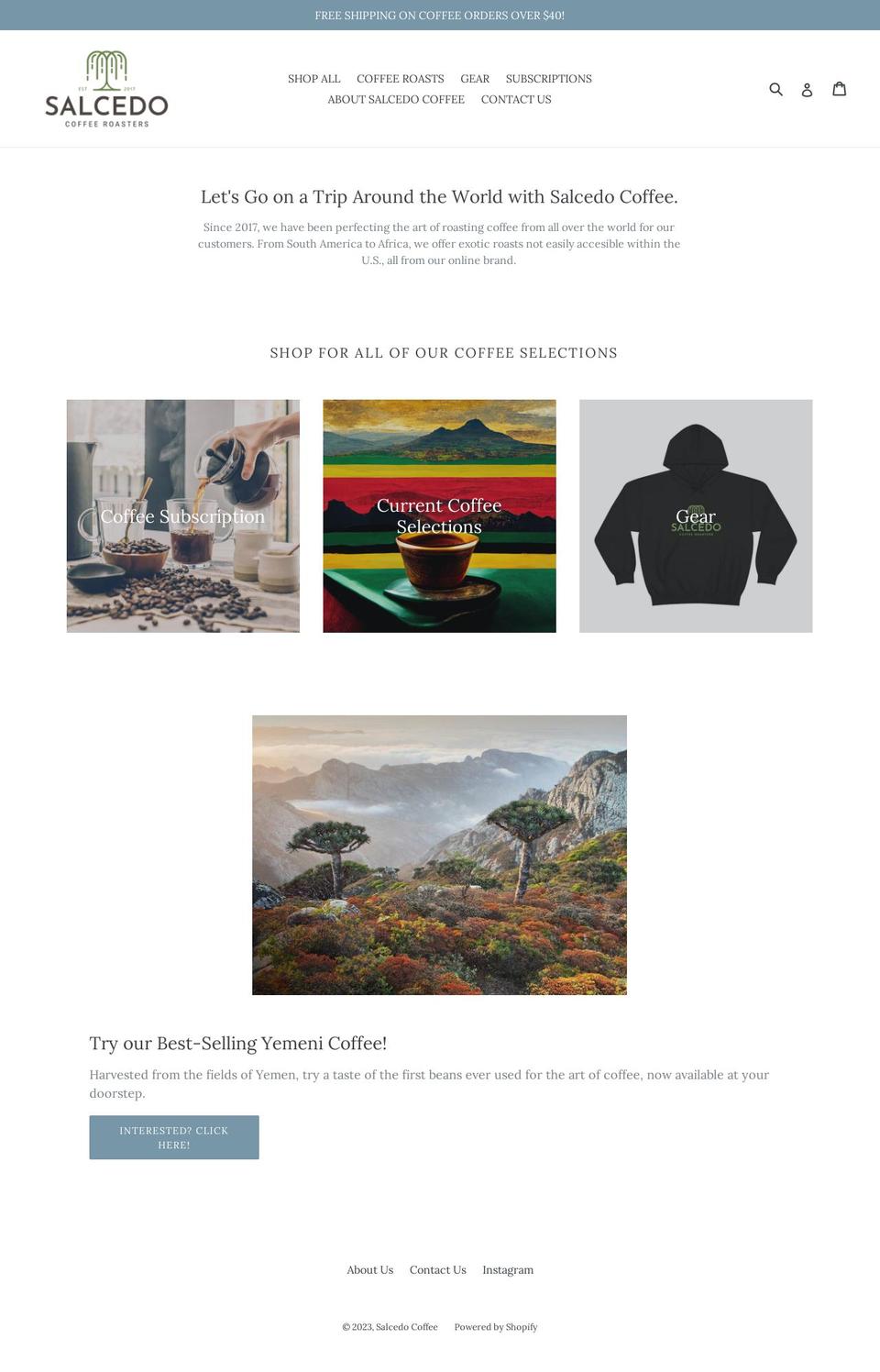 salcedocoffee.com — Shopify storefront screenshot