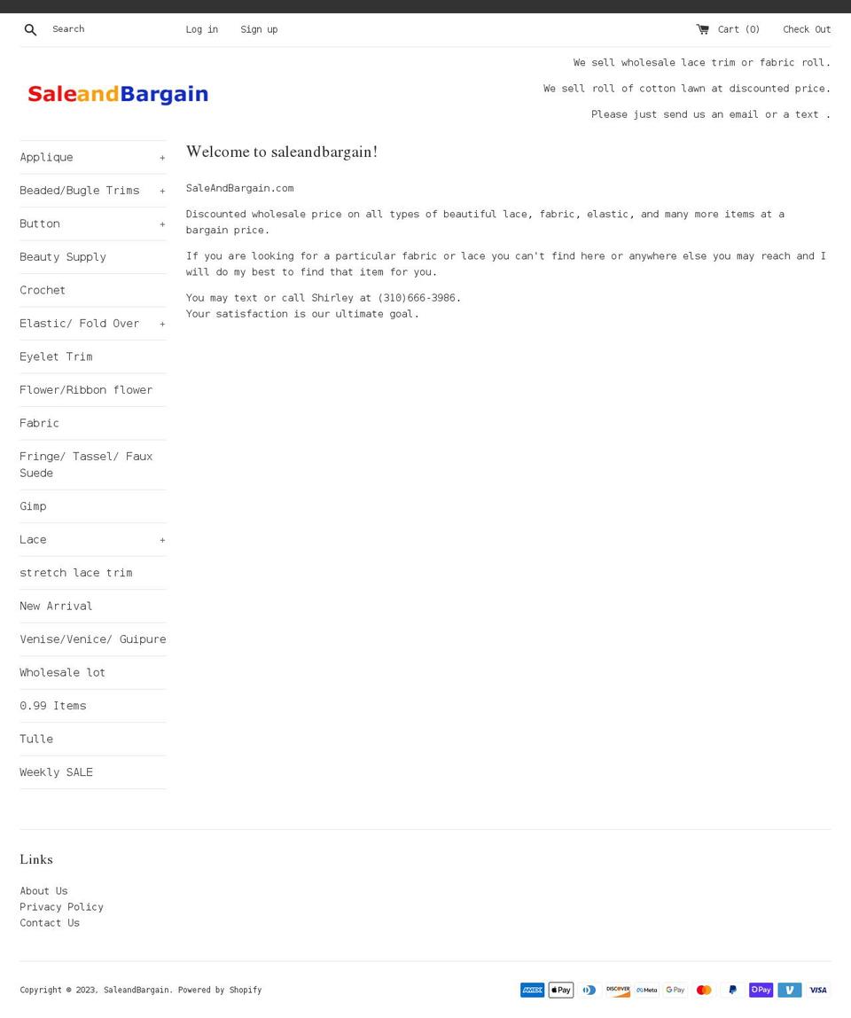 saleandbargain.com shopify website screenshot