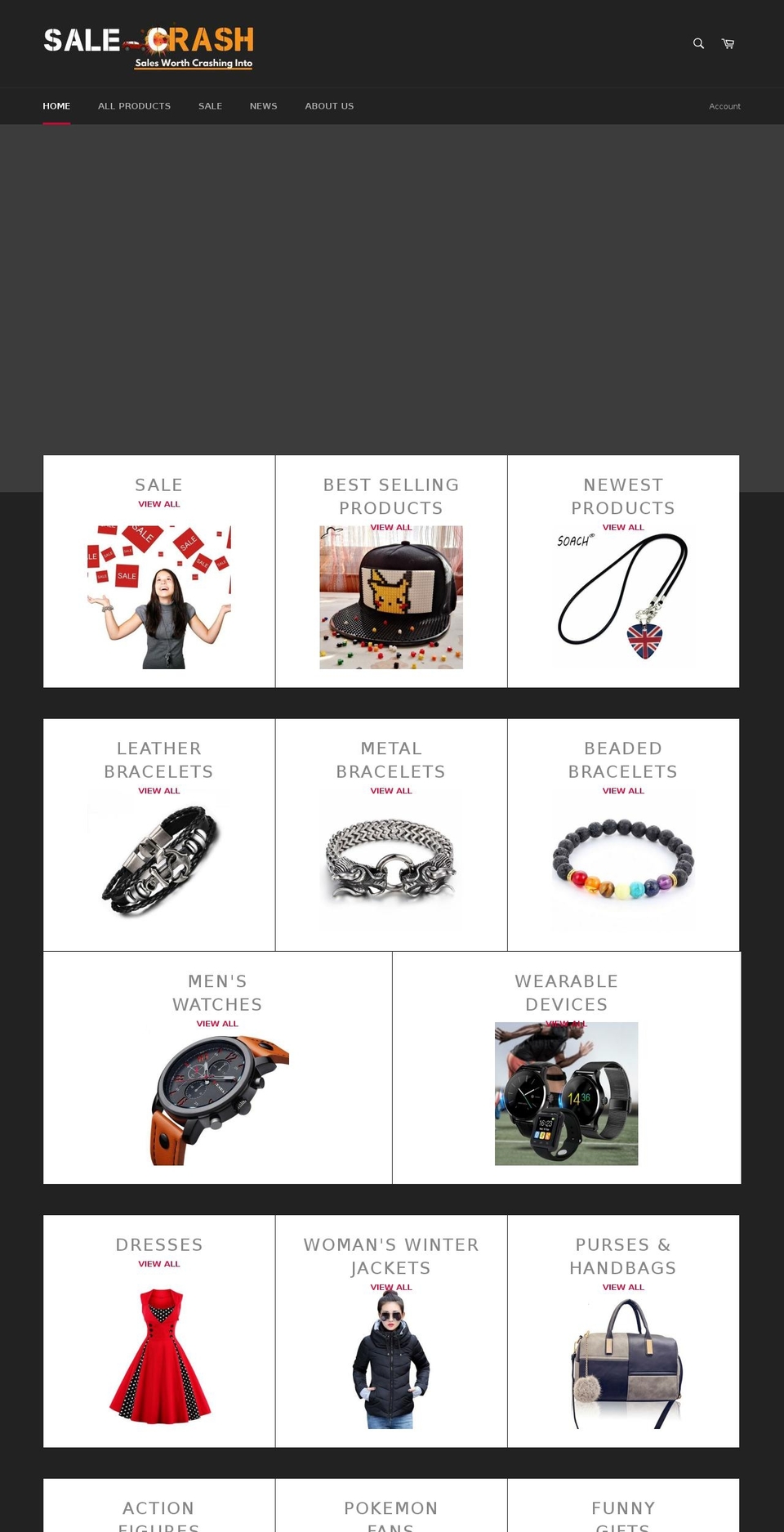 salecrash.com shopify website screenshot