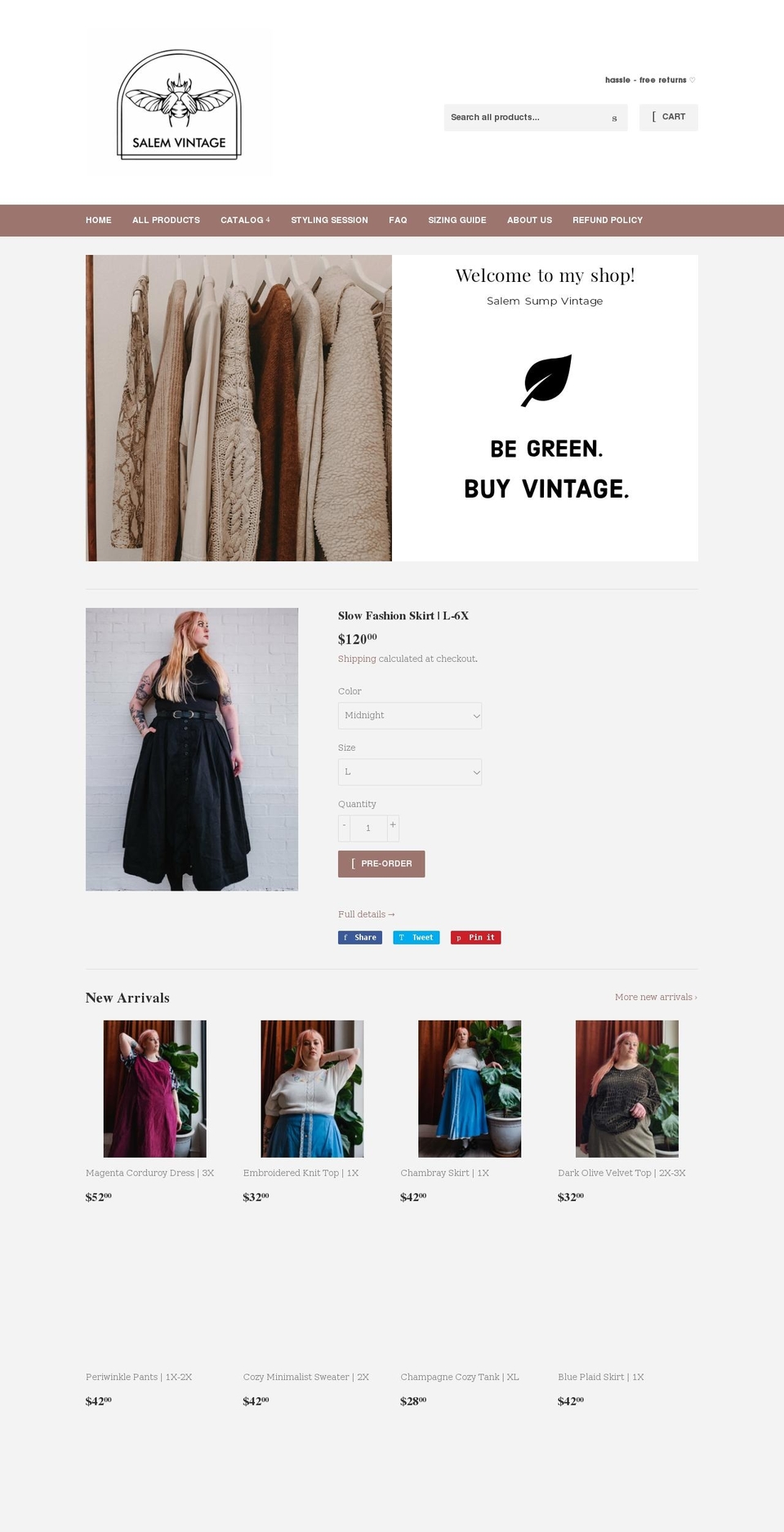 salemsumpvintage.com shopify website screenshot