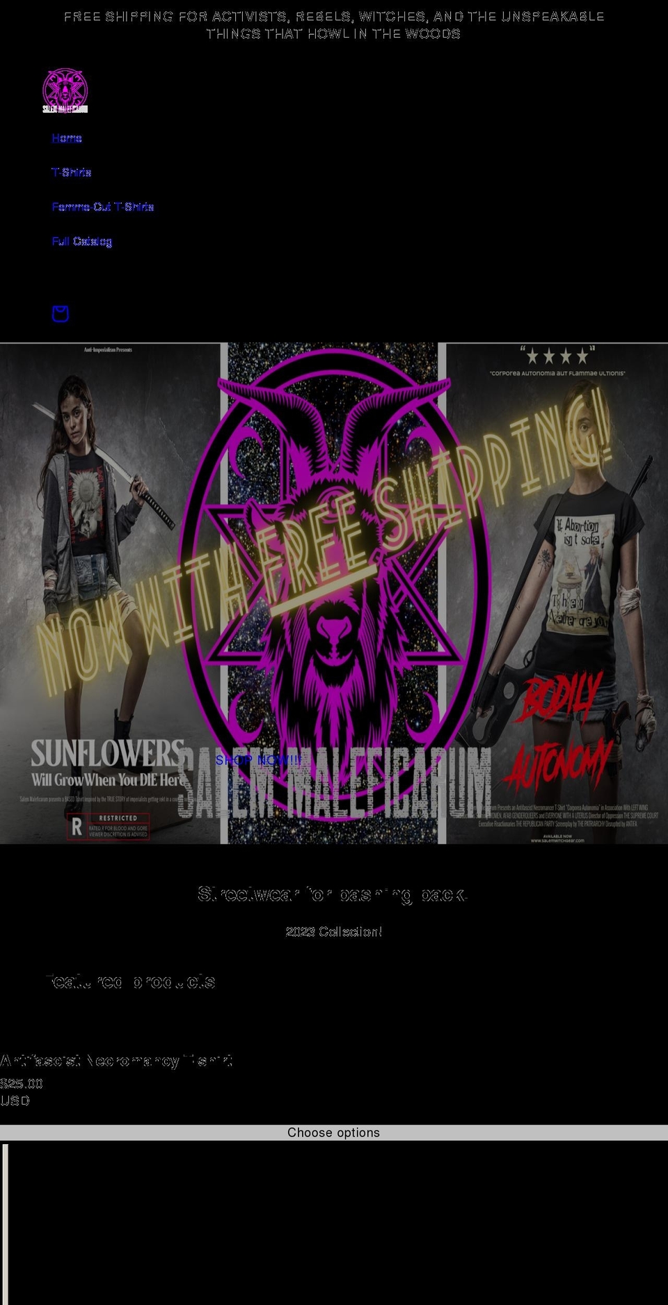 salemwitchgear.com shopify website screenshot