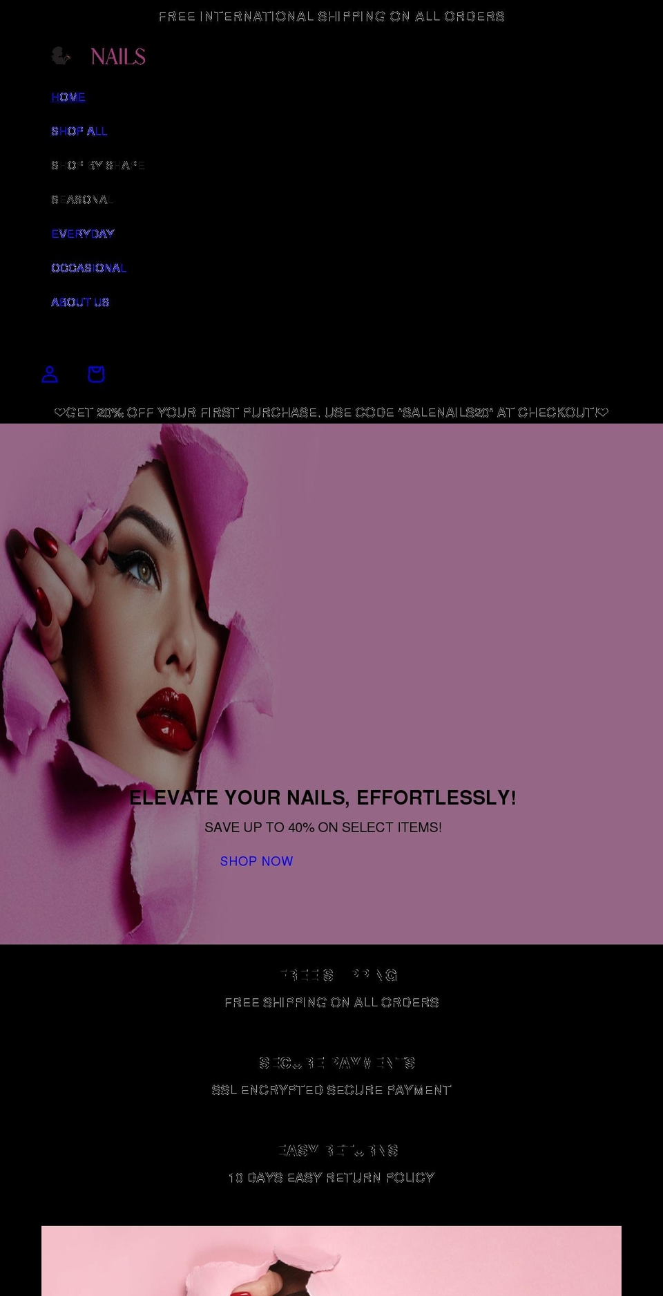 salenails.com shopify website screenshot