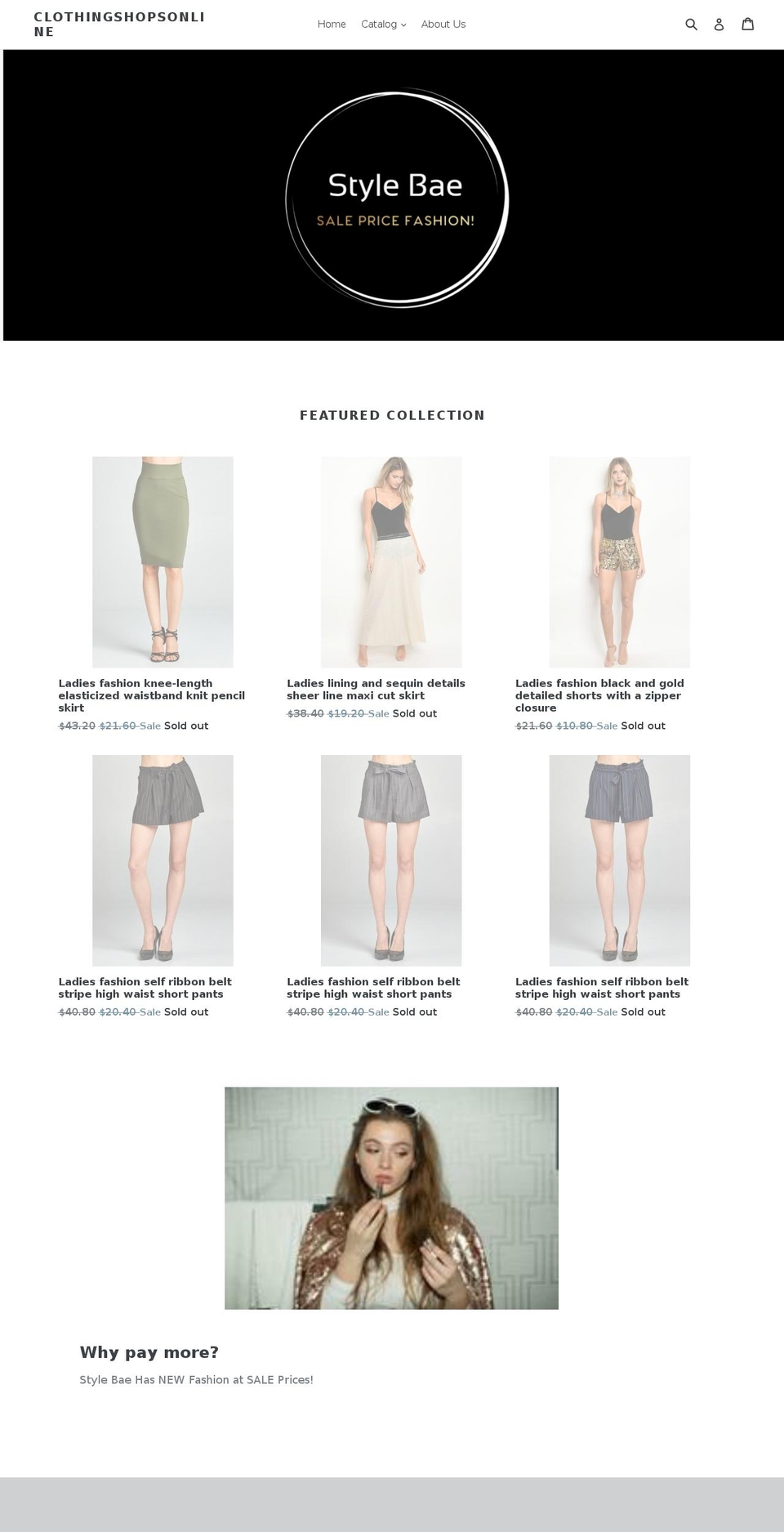 sales.clothing shopify website screenshot