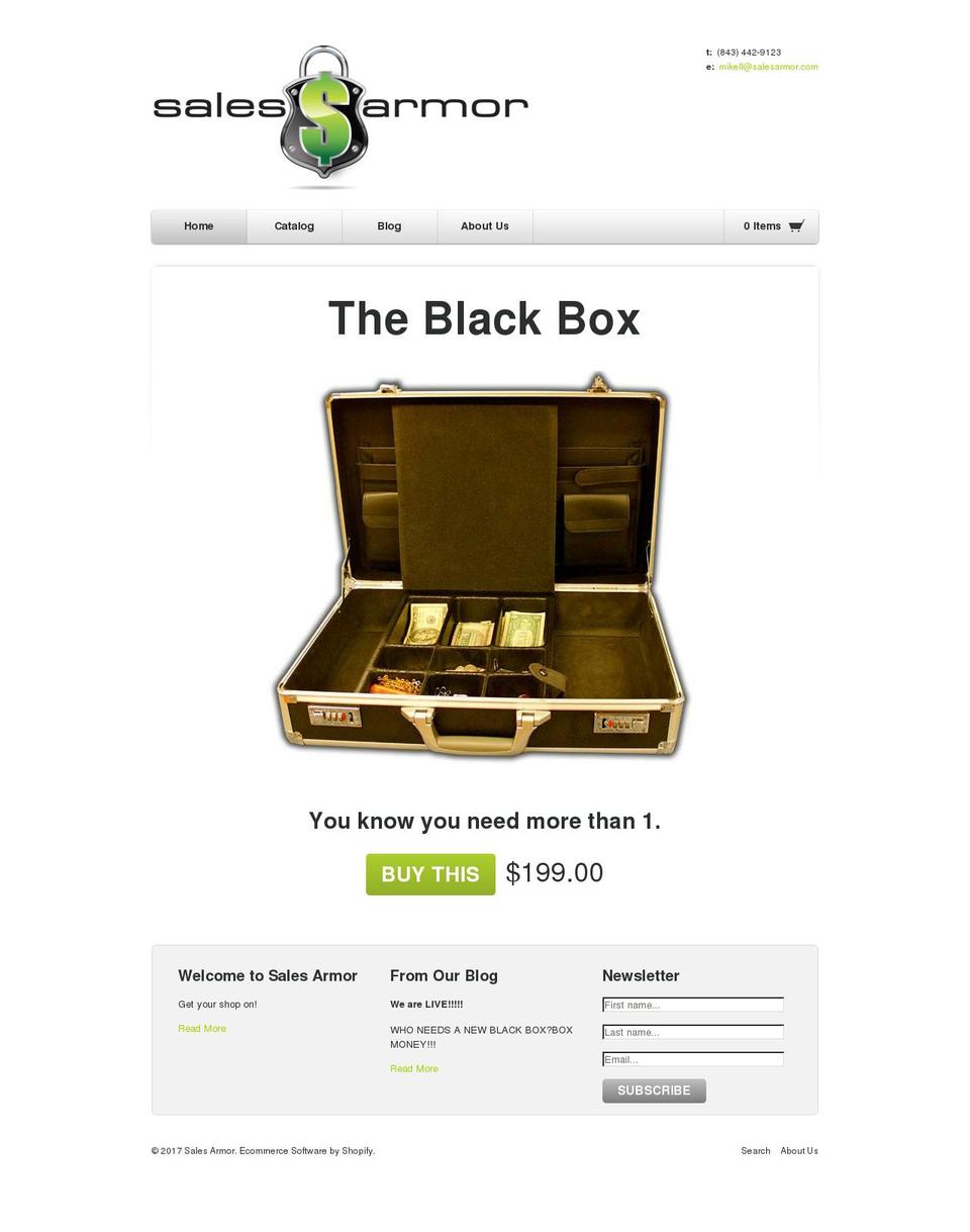 salesarmor.com shopify website screenshot