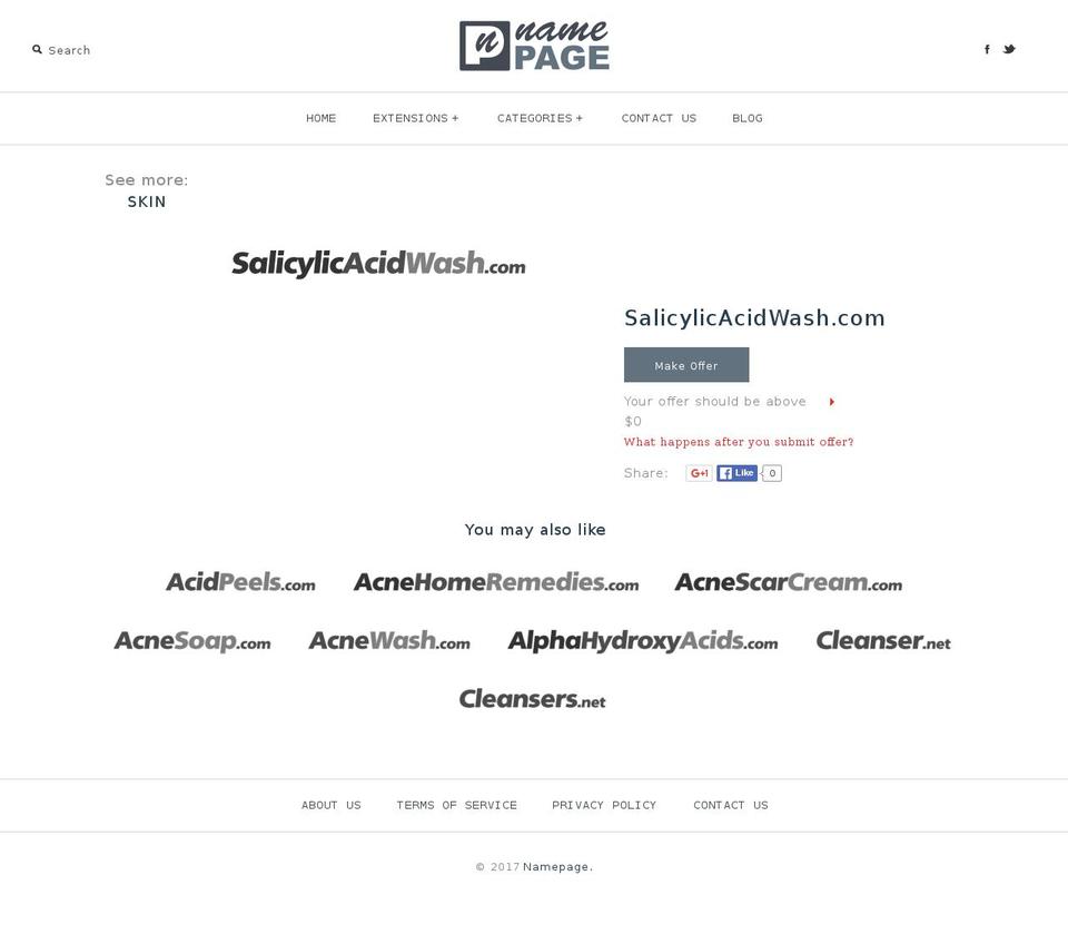 salicylicacidwash.com shopify website screenshot
