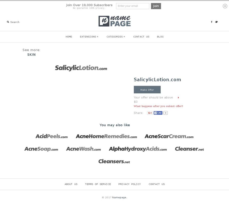 salicyliclotion.com shopify website screenshot
