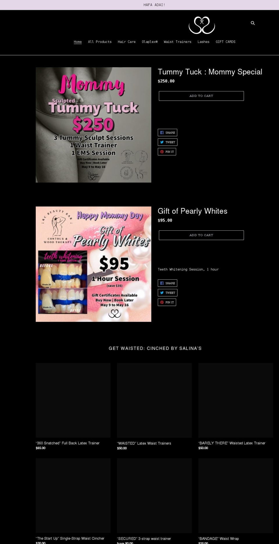 salinasbeautique.com shopify website screenshot