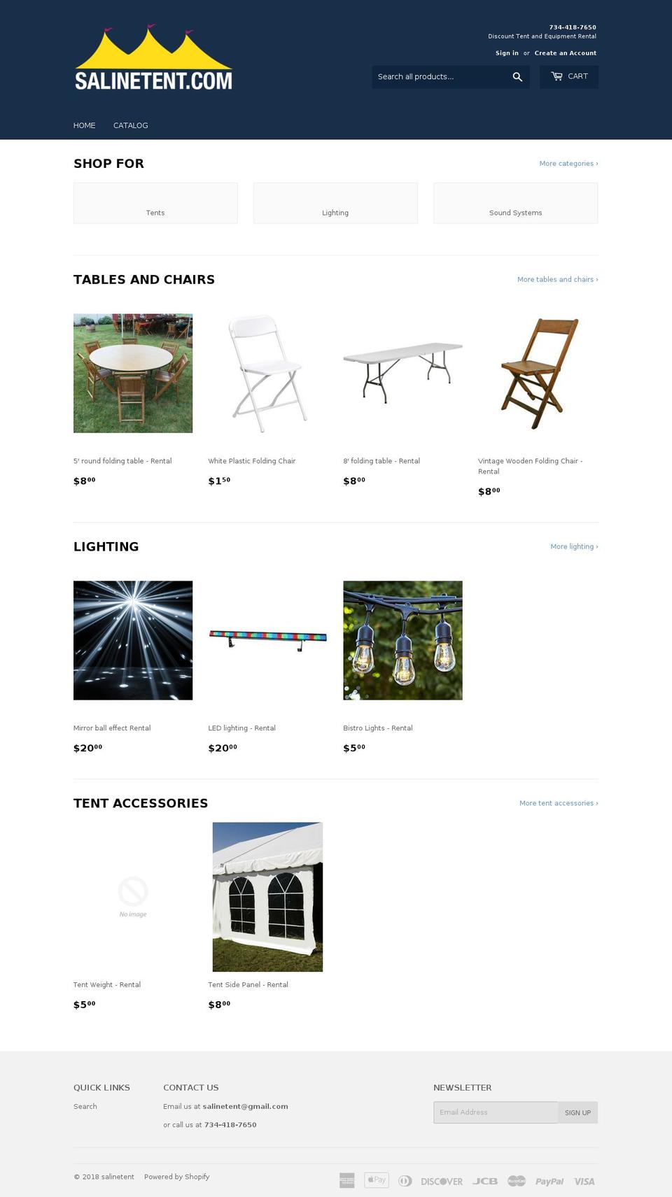 salinetent.com — Shopify storefront screenshot